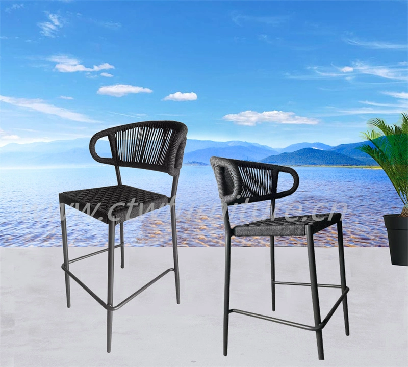 Aluminum Garden Chair Patio Outdoor Furniture Rope Wicker Rattan Dining Chair