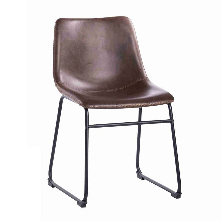 Mid Back Brown/Black Faux Leather Padded Dining Chair Armless Counter Stool