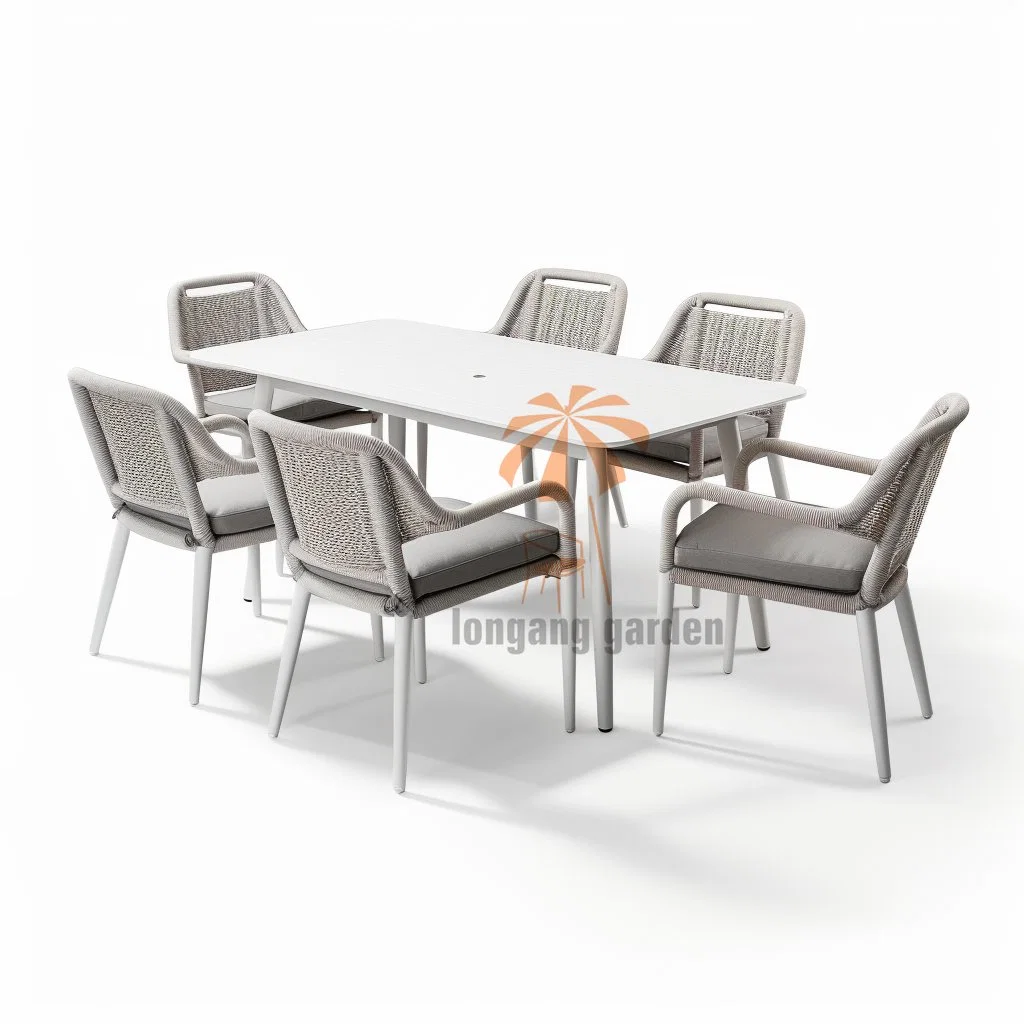 7 Piece Patio Dining Furniture Large Aluminum Garden Set