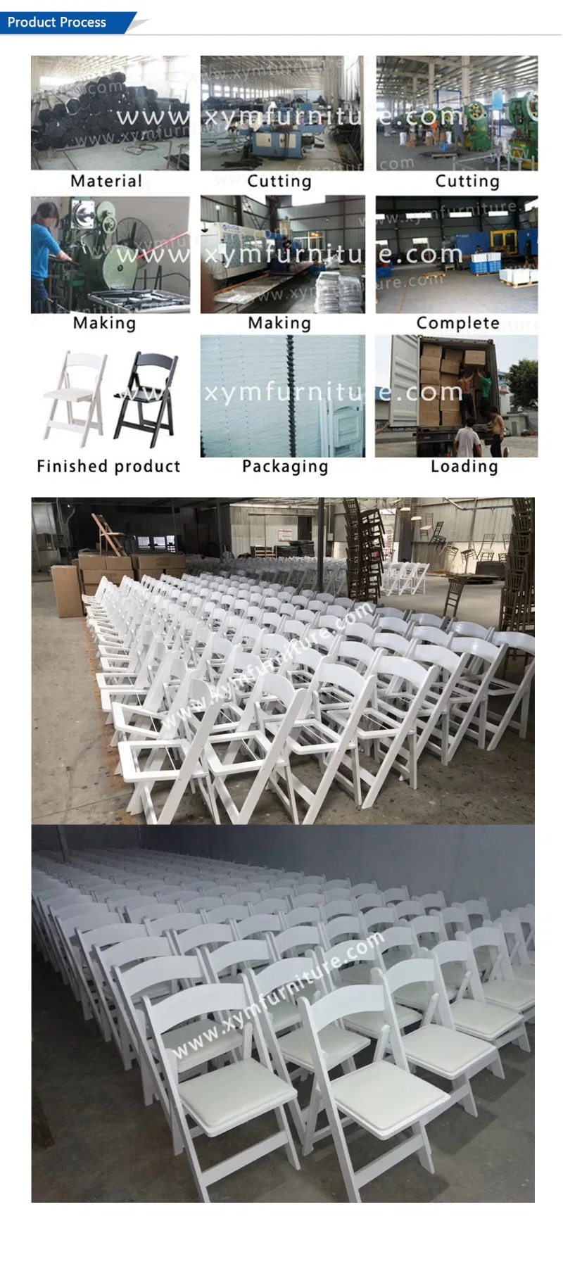 Outdoor Furniture Black White Plastic Folding Resin Wedding Party Wimbledon Chair (XYM-W12)