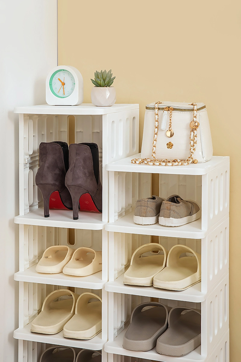 Storage Rack Shoes Storage Organizers Detachable Assembly Plastic Stackable Folding Shoe Rack