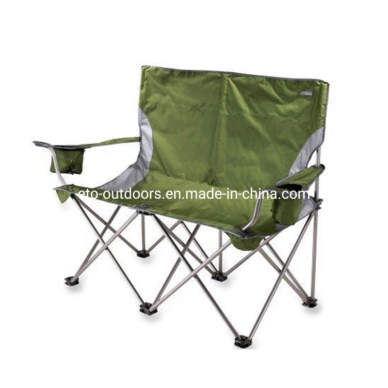 Outdoor Furniture Cheap Promotion Double 2 Seat Metal Fabric Folding Camping Chair