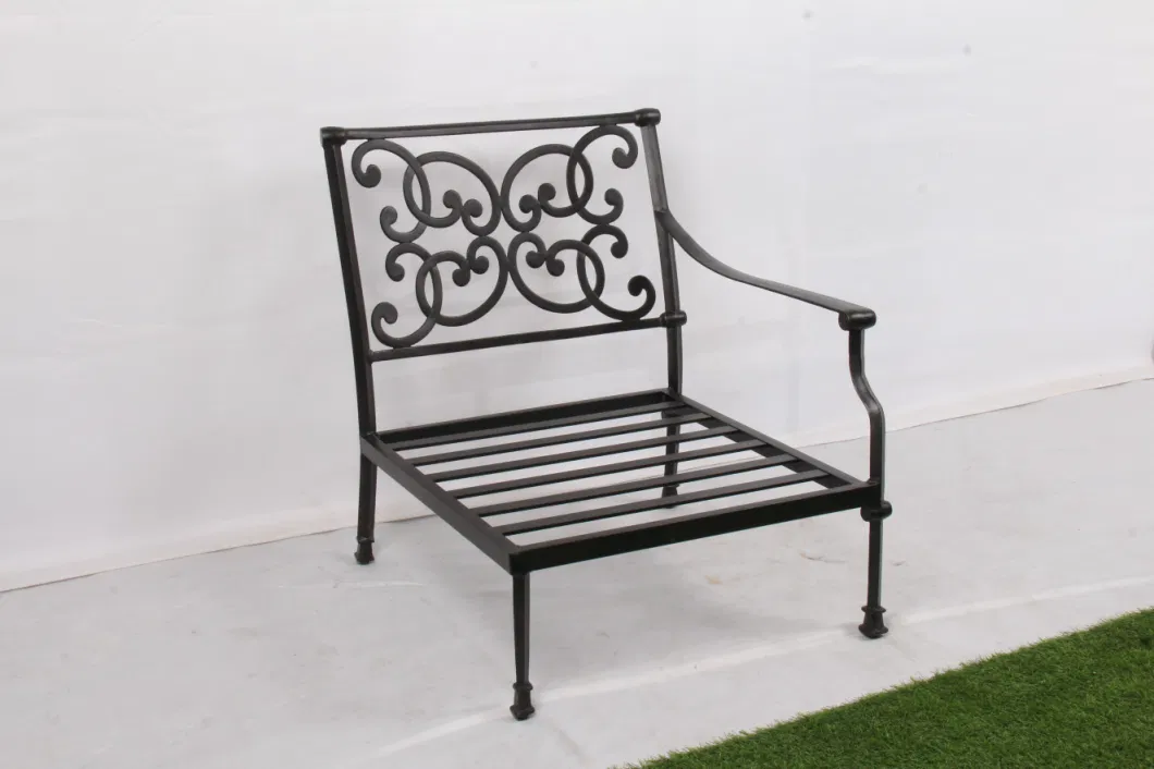 Cast Aluminum Outdoor Dining Set Furniture Azusa Left Arm Club Chair Outdoor Sofa