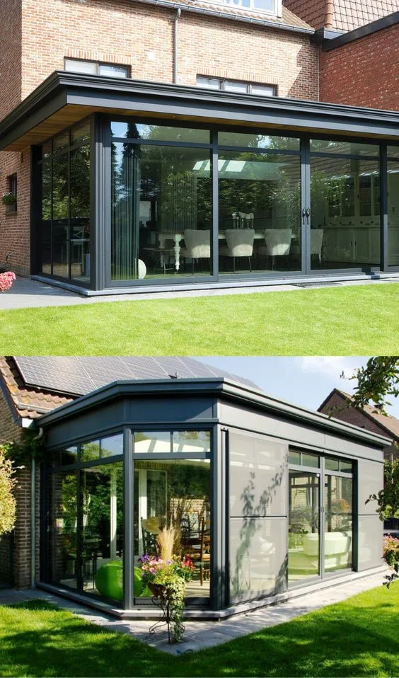 Outdoor Steel Frame Two-Storey Glass House Customized Winter Garden Free Standing Sunroom