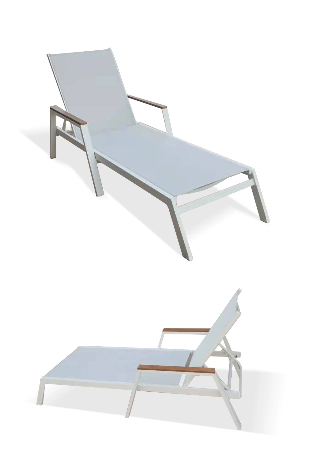 Aluminum Frame Textilene Sling Outdoor Poolside Sunbed Chaise Beach Chair Sun Lounger