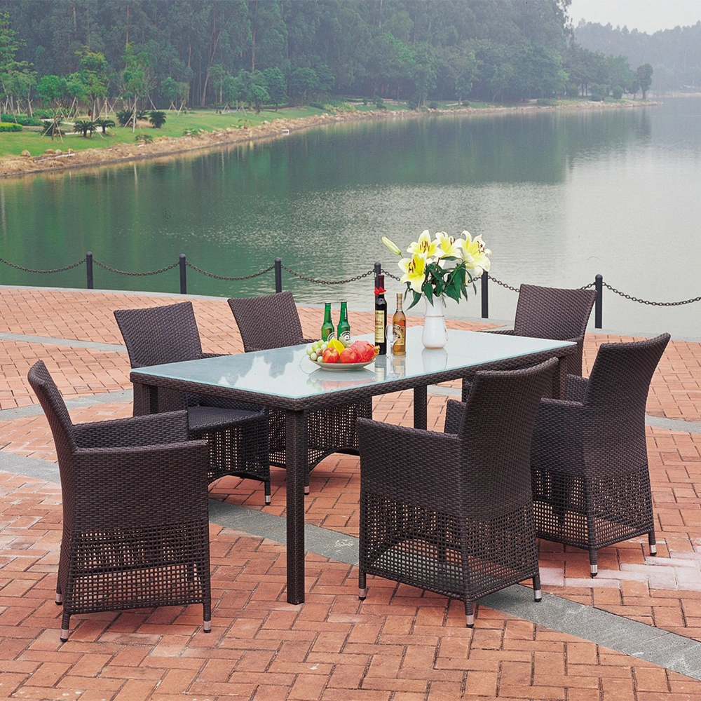 Modern Leisure All Weather Outdoor Dining Table Patio Wicker Furniture Garden Rattan Chair Set