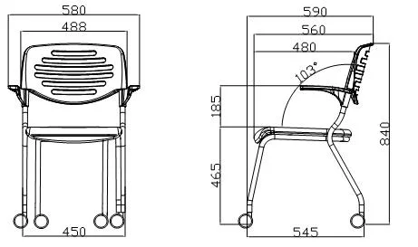 Comfortable Foldable Office Matal Furniture Folding School Arm Chair