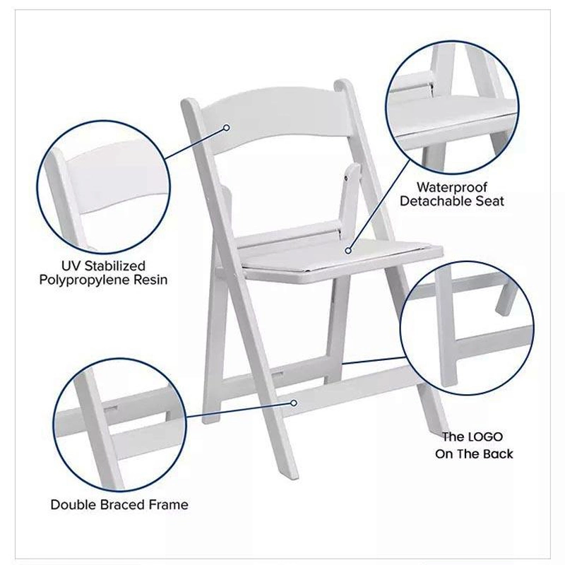 Outdoor Garden Wedding Banquet Hotel Restaurant Party White Resin Plastic Folding Coffee Dining Chair