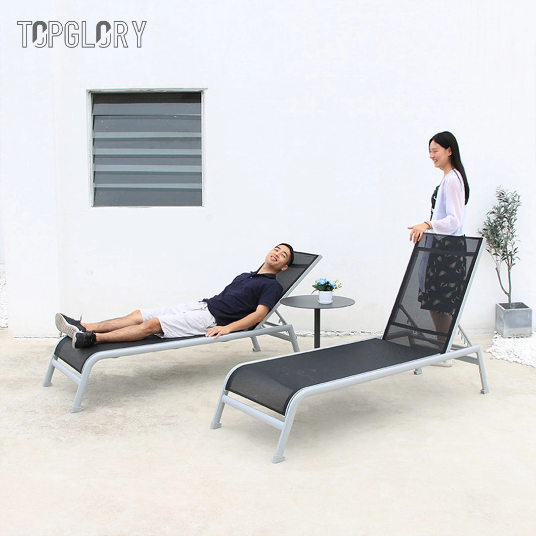 Waterproof Plastic Outdoor Swimming Pool Folding Chaise Lounge Aluminum Frame Recliner Bed Garden Rattan Beach Leisure Lounge Chair