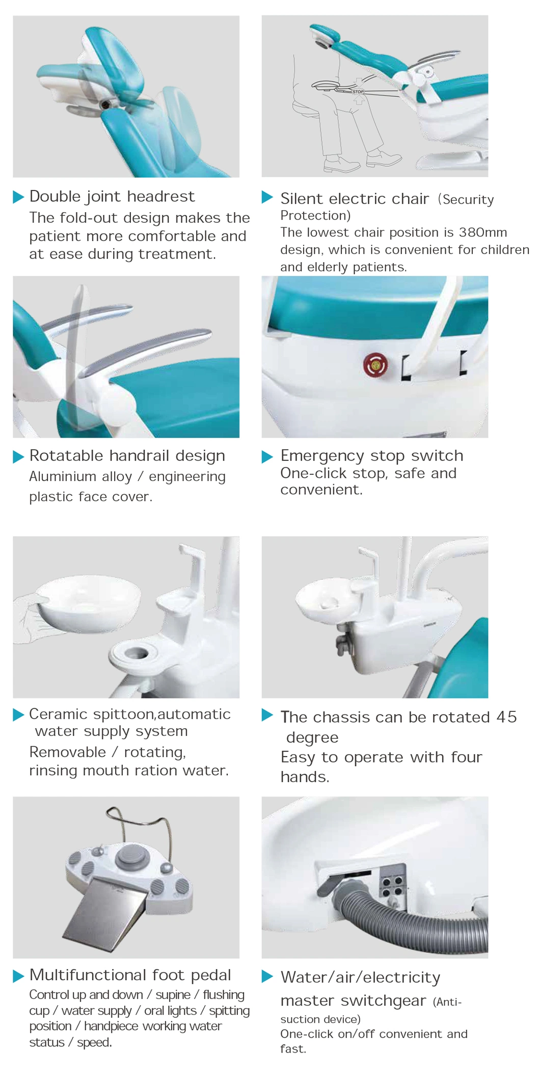 LED Sensor Lamp Dental Chair Dentist Chair Portable Sillon German Style Price for Sale