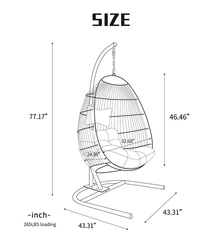 Fast Shipment Outdoor Indoor Folding Rattan Basket Hammock Hanging Chair