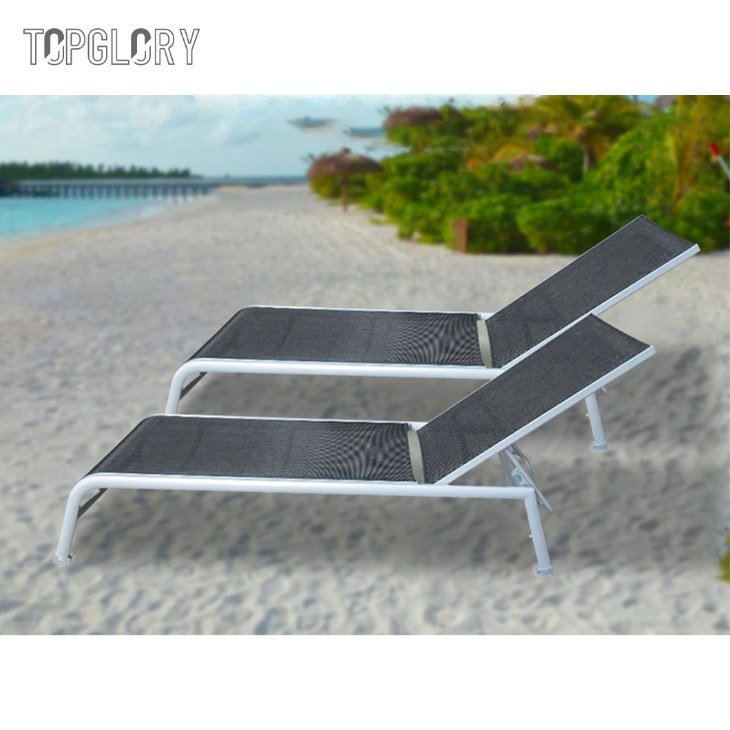 Waterproof Plastic Outdoor Swimming Pool Folding Chaise Lounge Aluminum Frame Recliner Bed Garden Rattan Beach Leisure Lounge Chair