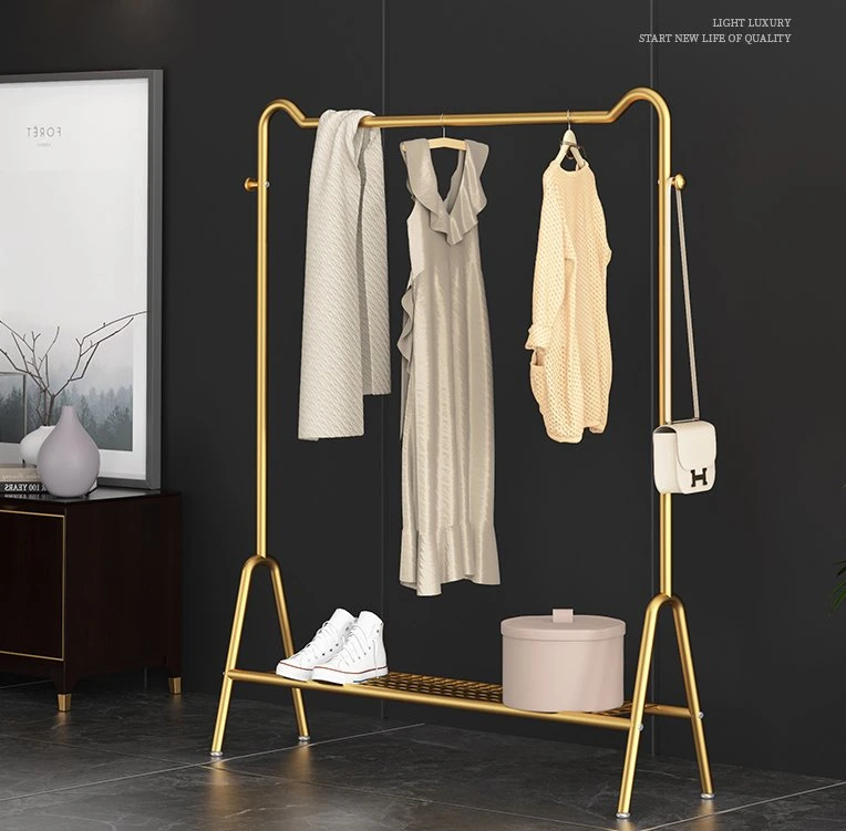 Modern Durable Clothes Display Hang Stand Coat Clothes Shoes Hall Steel Pipe Stands Hanger Shelf Stand Rack