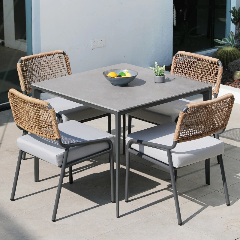 Cheap Fashion Grey Wicker Rattan Metal Patio Furniture Sets 2023 New Bistro Table Outdoor Chairs