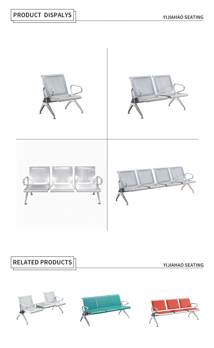 Manufacturer of 3 Seater Airport Waiting Chair Metal Steel Public Outdoor Furniture Outdoor Chair Bench Seating Garden Chair