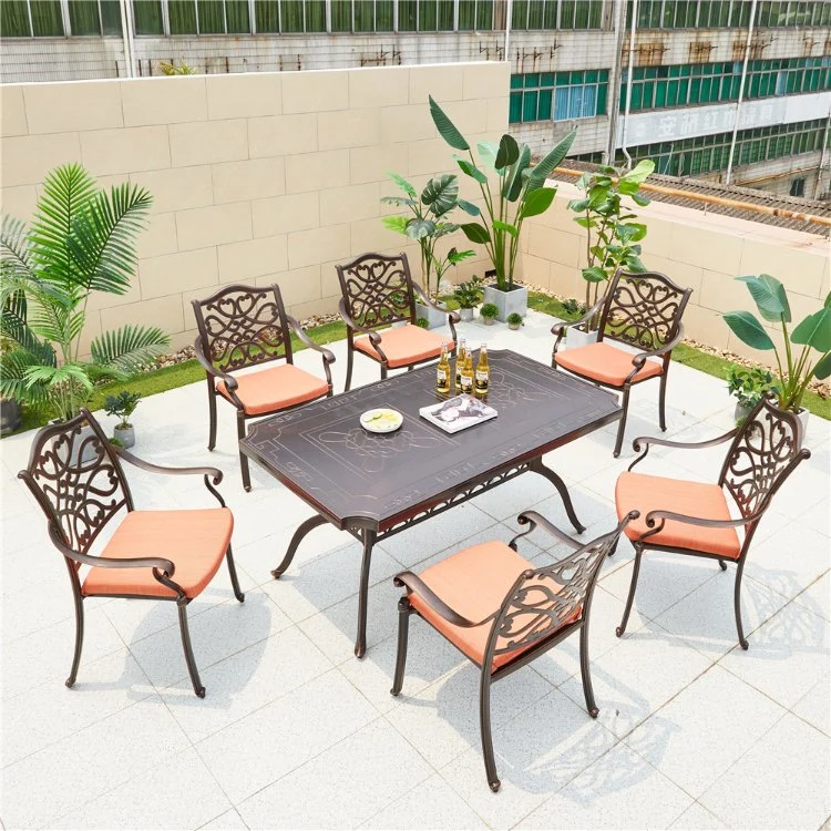 Hot Sales European Style Bronze Cast Aluminum Antique Outdoor Furniture Chairs and Table Bistro Patio Garden Sets