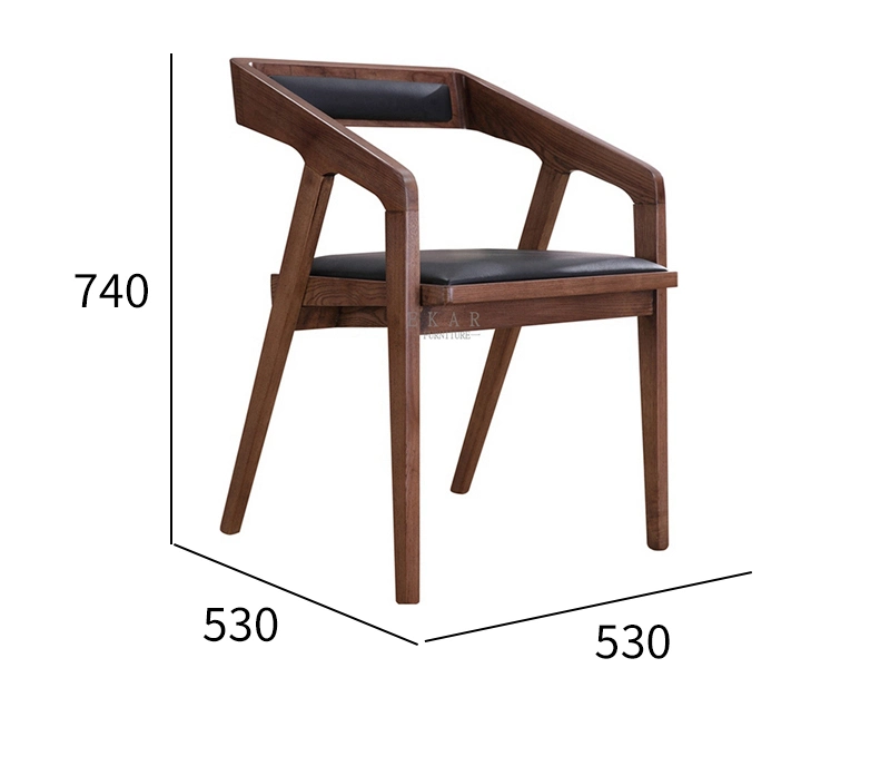 Wholesale Discount Walnut Color Solid Wood Black Nordic Teak Wood Minimalist Dining Room Furniture Dining Chair