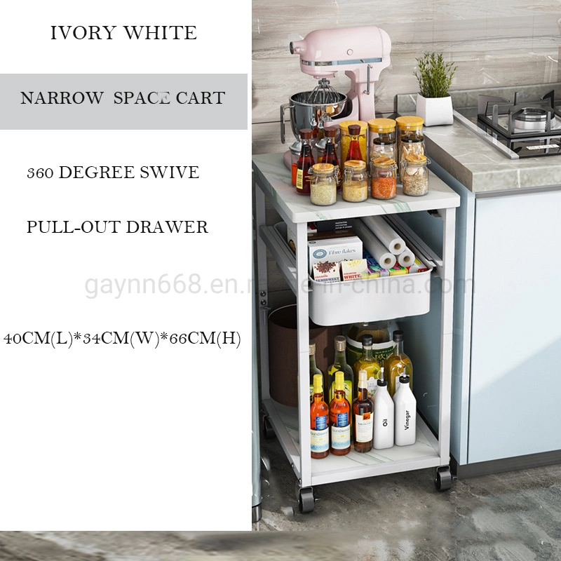 Stainless Steel Storage Rack Bracket Cart for The Narrow Corner Space with Universatile Wheels