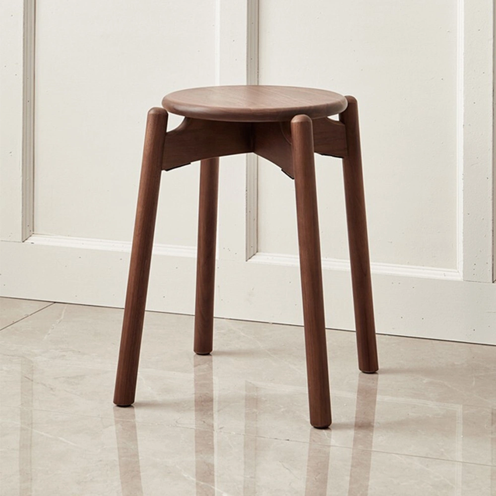 Household Furniture High Quality Bentwood Bar Stools Nordic Simple Leisure Solid Wood Stool Walnut Chair Factory Best Offer