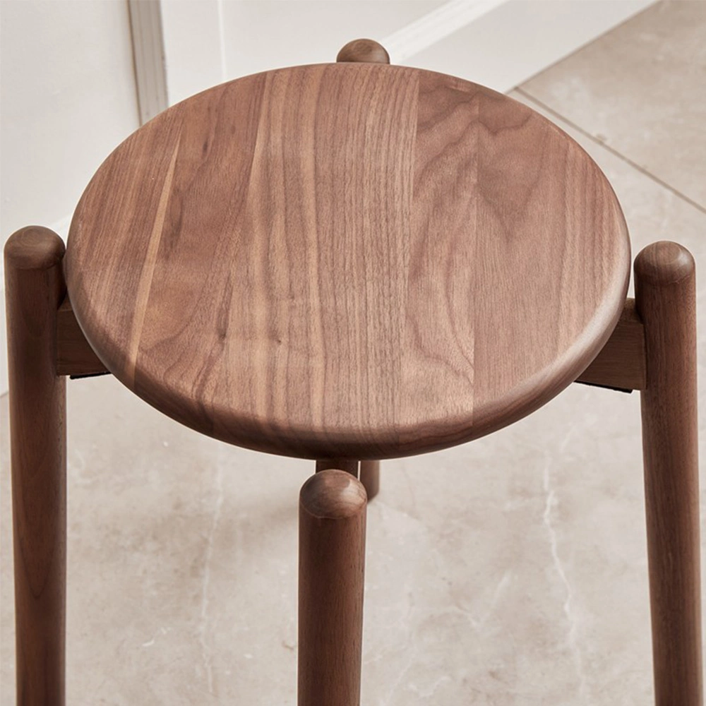 Household Furniture High Quality Bentwood Bar Stools Nordic Simple Leisure Solid Wood Stool Walnut Chair Factory Best Offer