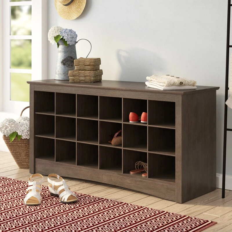 Home Furniture Manufactured Wood Brown Home Storage Cabinets Storage Shoe Rack Bench