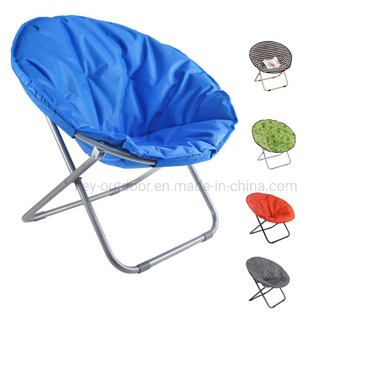 Comfortable Indoor Outdoor Garden Fishing Leisure Beach Metal Frame Padded Folding Moon Round Saucer Camping Chair