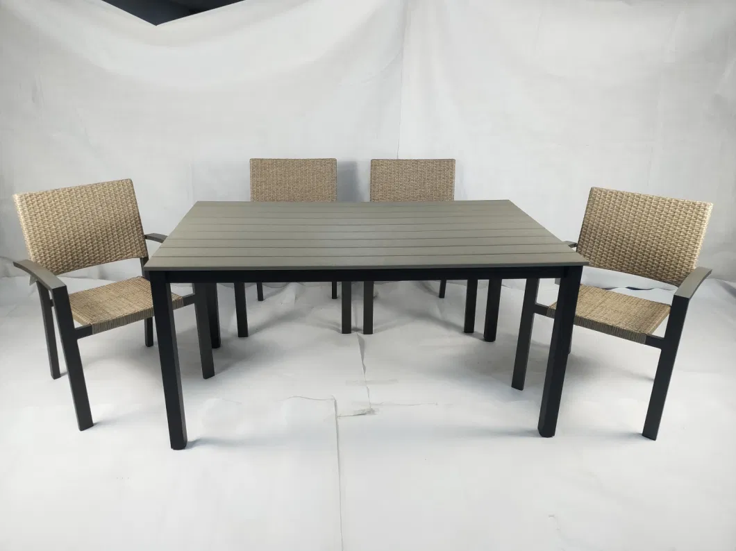 7 Piece Patio Dining Set Outdoor Plastic Wood Dining Outdoor Table Set