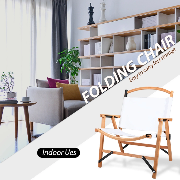 New Wood Chair Easy Folding Outdoor Camping Foldable Beech Chair White Natural Color Beech Wood Folding Chair