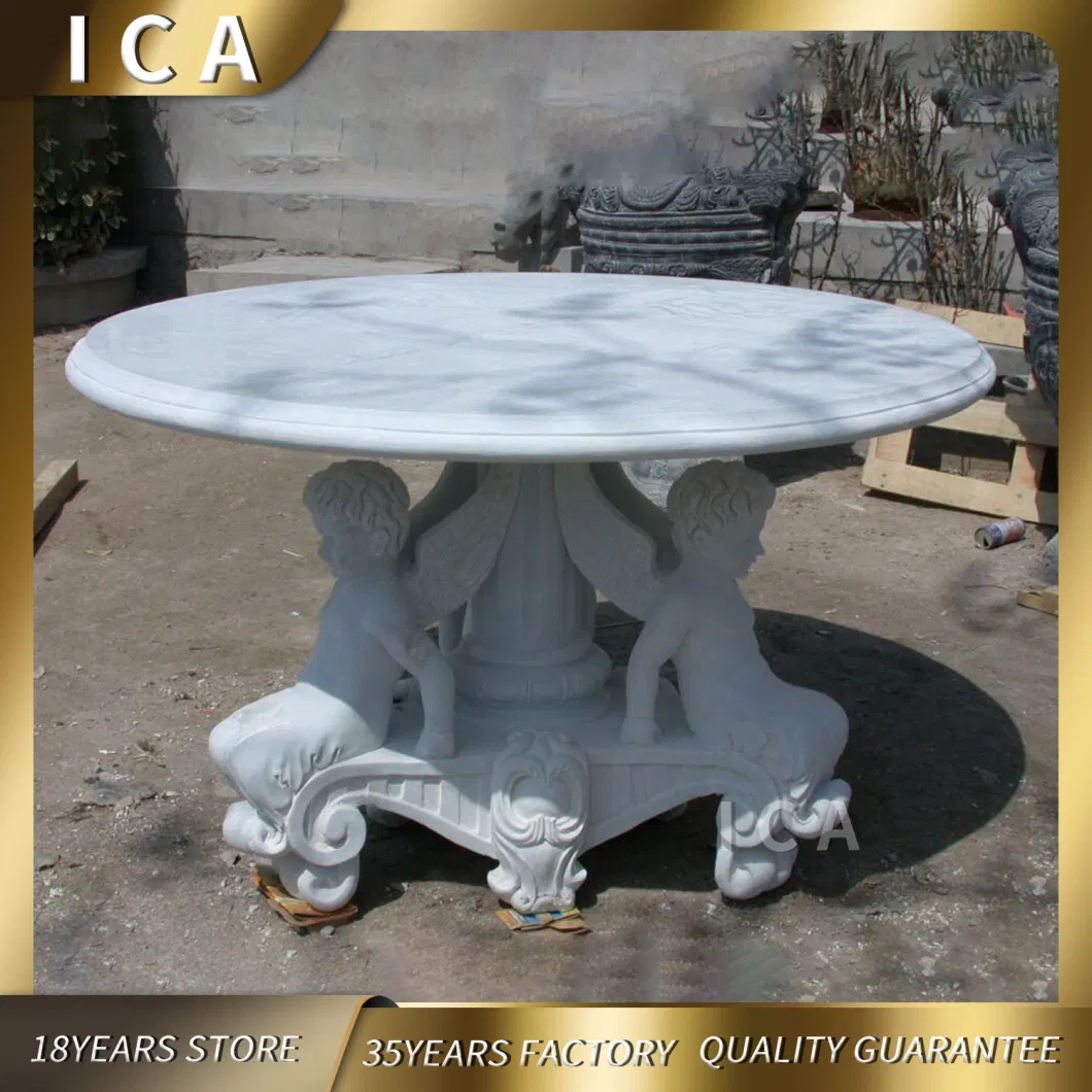 Manufacturer Wholesale Round Natural Children Statue Marble Garden Table