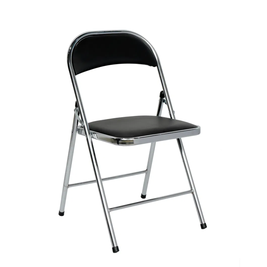 Upholstery Black PU Leather Office Folding Chair