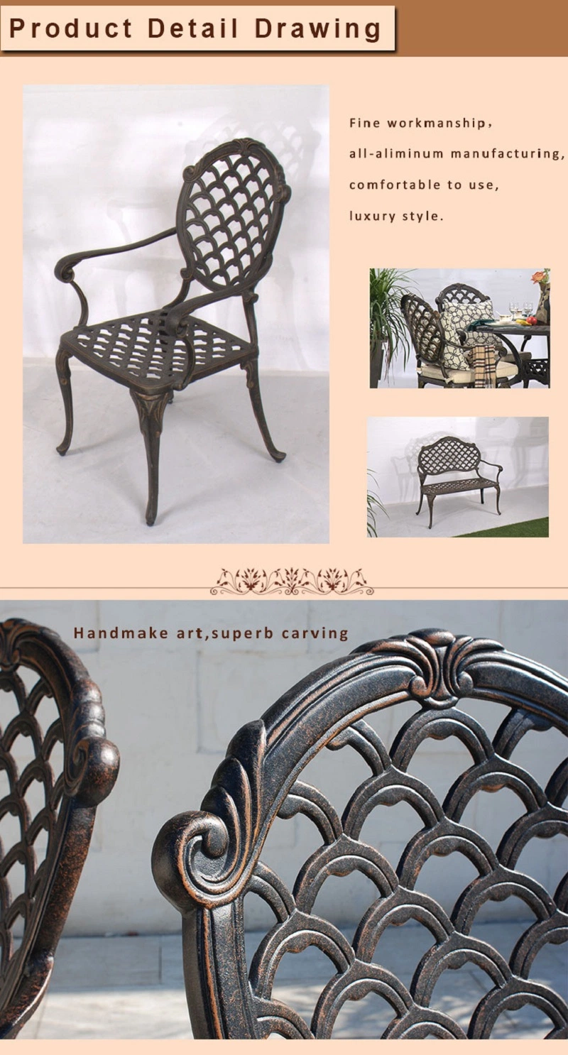 Outdoor Cast Aluminum Dining Chairs with Arm