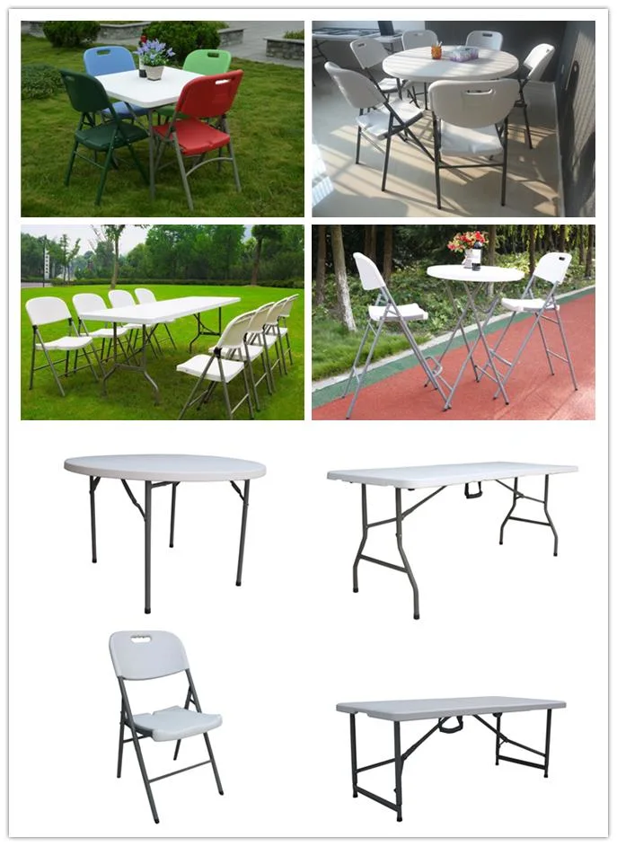 6FT Plastic Half Folding Picnic Table Chairs for Events Banquet