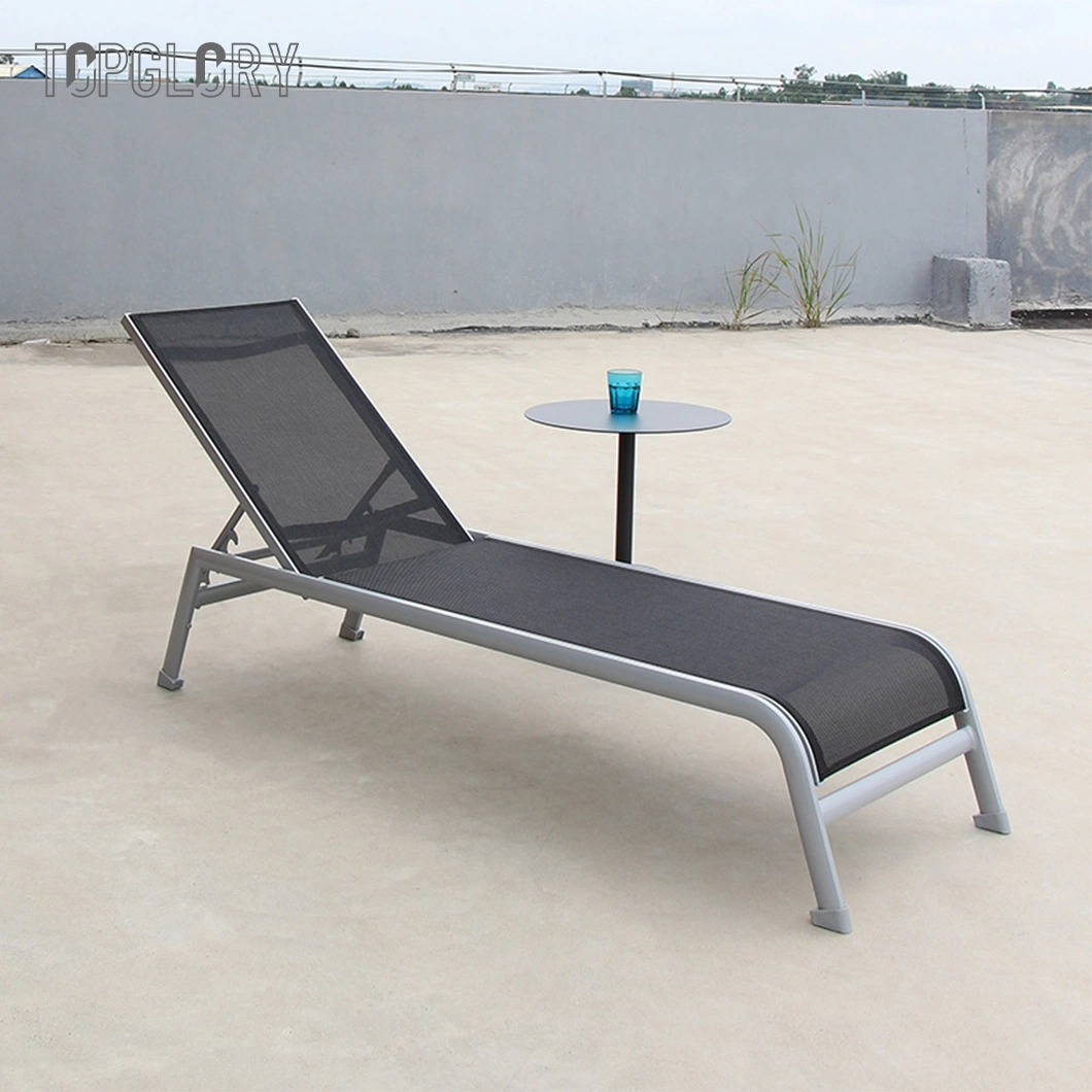 Waterproof Plastic Outdoor Swimming Pool Folding Chaise Lounge Aluminum Frame Recliner Bed Garden Rattan Beach Leisure Lounge Chair