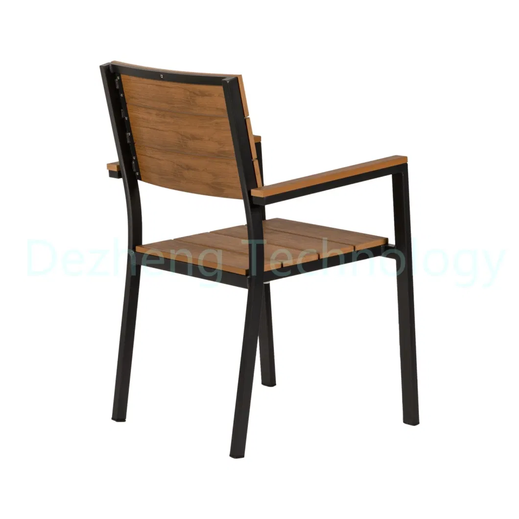 Heavy Duty Balcony Leisure Outdoor Cafe Shop Black Plastic Wood Dining Chair