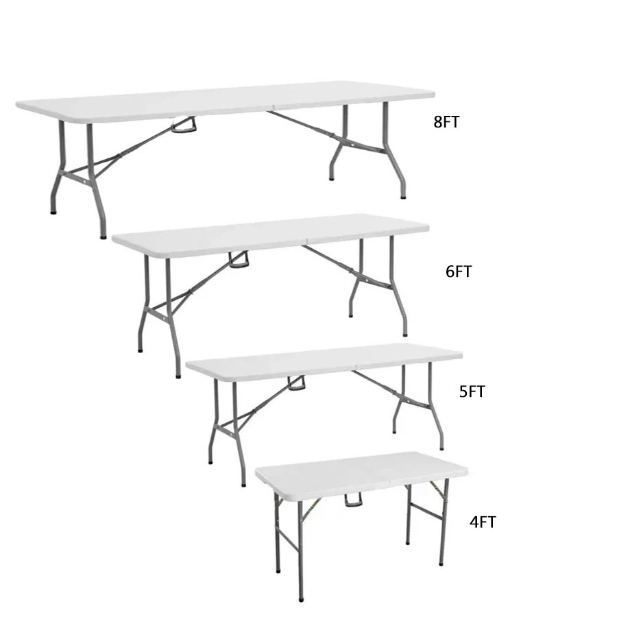4FT 6FT 8FT HDPE Garden White Foldable Table Portable Camping Rectangle Half Plastic Picnic Outdoor Folding Tables Manufacturer
