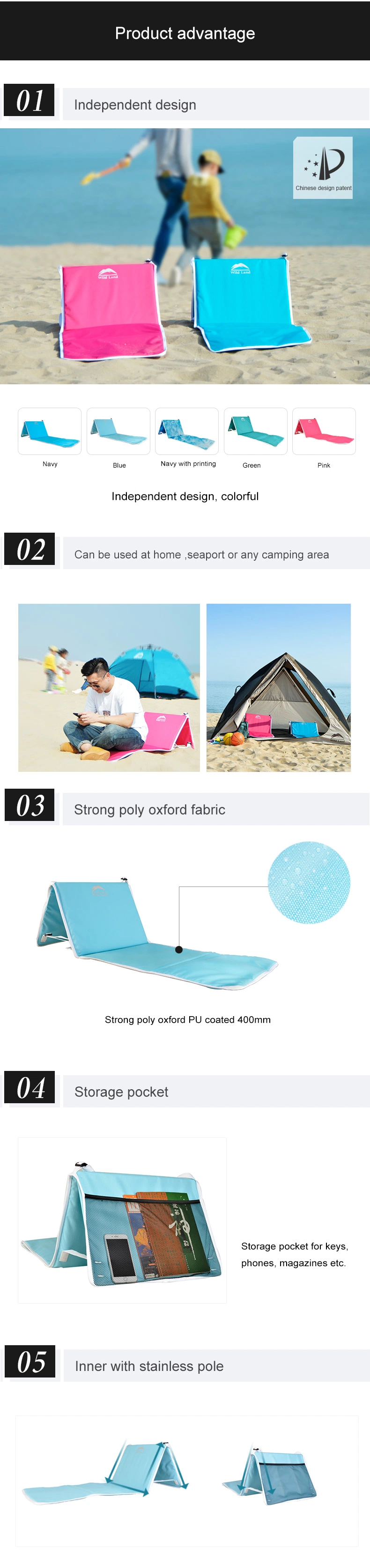 Multifunctional Foldable Outdoor Camping Lounge Beach Chair