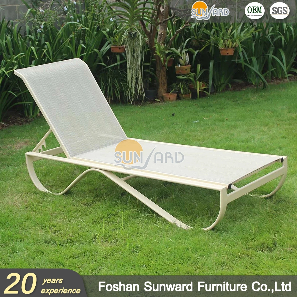 Wholesale Modern Minimalist Outdoor Beach Pool Aluminum Mesh Fabric Sun Lounger