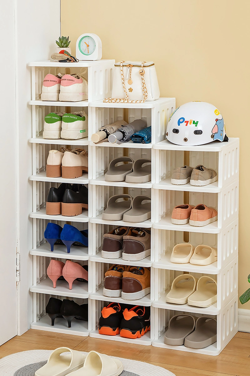 Storage Rack Shoes Storage Organizers Detachable Assembly Plastic Stackable Folding Shoe Rack