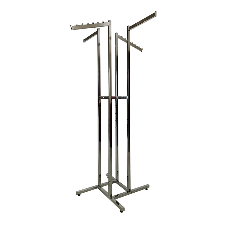 Folding Chrome Removable Garment Display Rack with 4 Rails