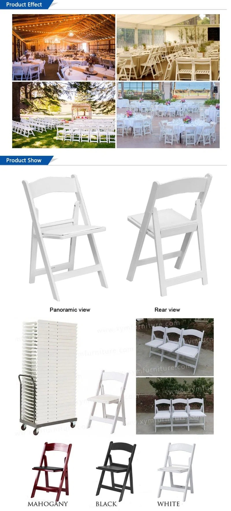 Outdoor Furniture Black White Plastic Folding Resin Wedding Party Wimbledon Chair (XYM-W12)