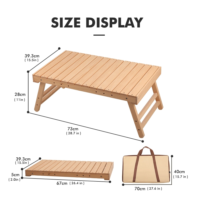 Kinggear Outdoor Camping Portable Foldable Wooden Table for Picnic