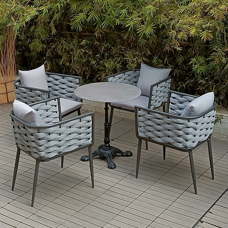 Modern Patio Furniture Hotel Restaurant Stackable Commercial Designer Washable Aluminium Restaurant Dining Garden Outdoor Rope Chair