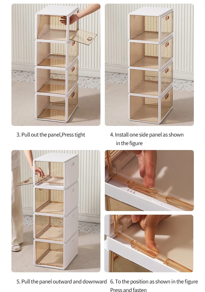 Lvcat Integrated High Magnet Folding Plastic Side-Opening Transparent Sneaker Shoes Cabinet