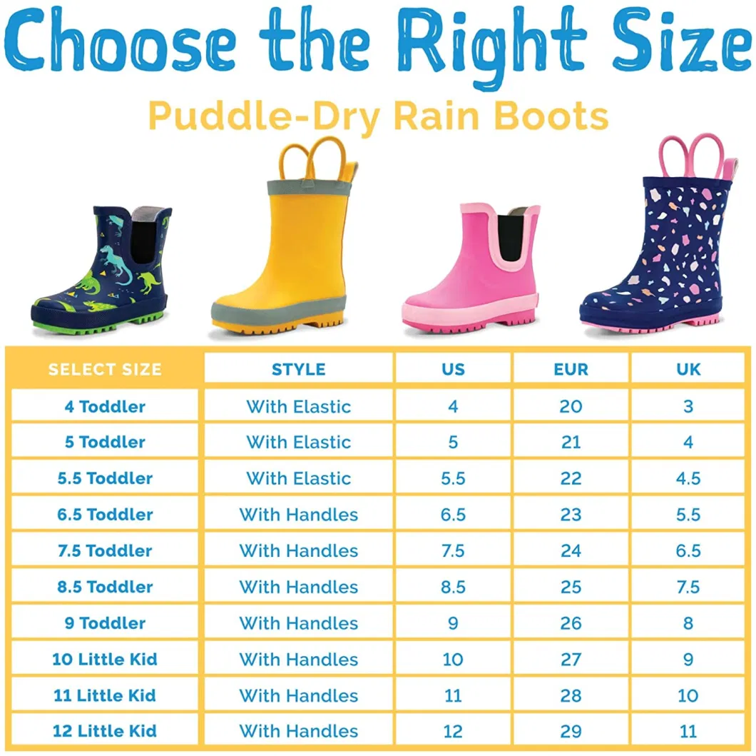 Fashion Rubber Children&prime; S Rain Boots Waterproof Kids Shoes