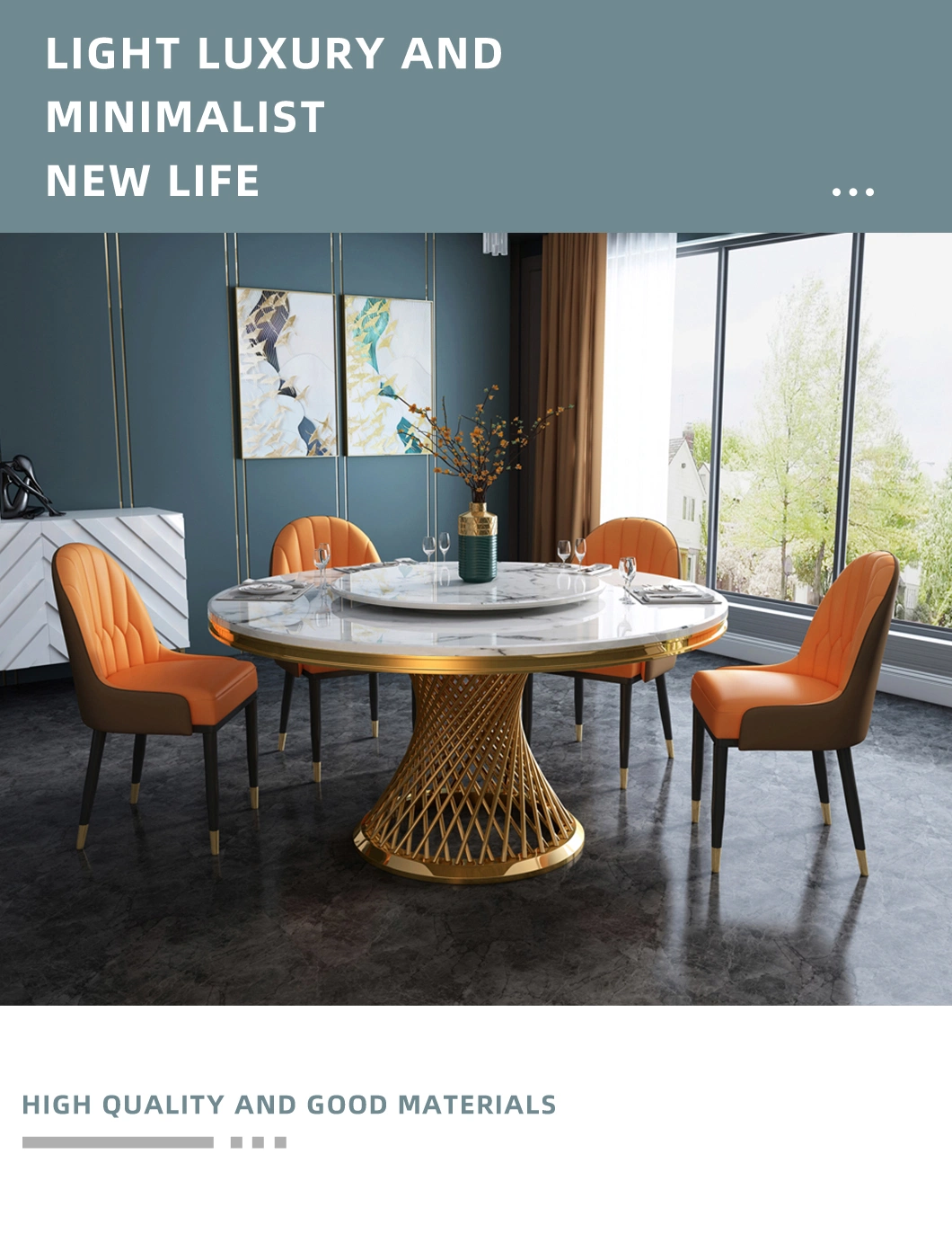 Kitchen Restaurant Home Furniture Dining Table Set Luxury Leather Restaurants Dining Chair