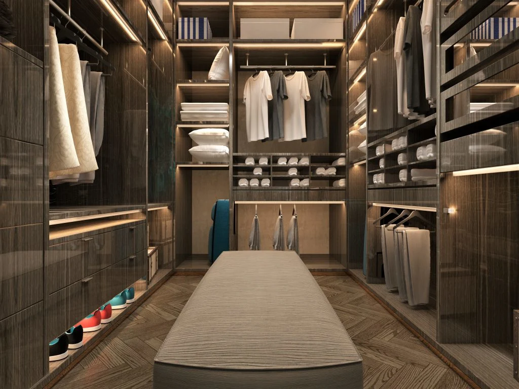 Modern Design Walk in Wardrobe Closet with Rotating Shoe Rack