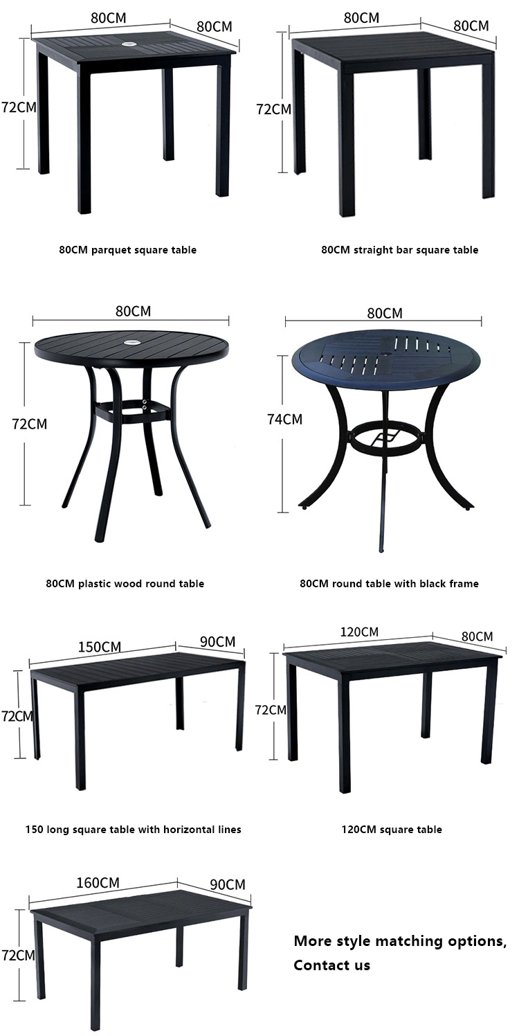 Outdoor Plastic Wood Table and Chair Courtyard Preservative Wood Outdoor Leisure Dining Table Garden Open Balcony Cafe Table and Chair Combination