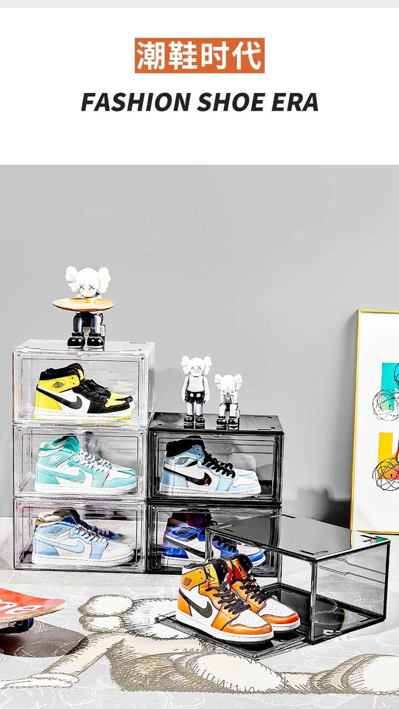 Wholesale Transparent Plastic Sneaker Stackable Shoe Storage Boxes Drop Front Acrylic Drawer