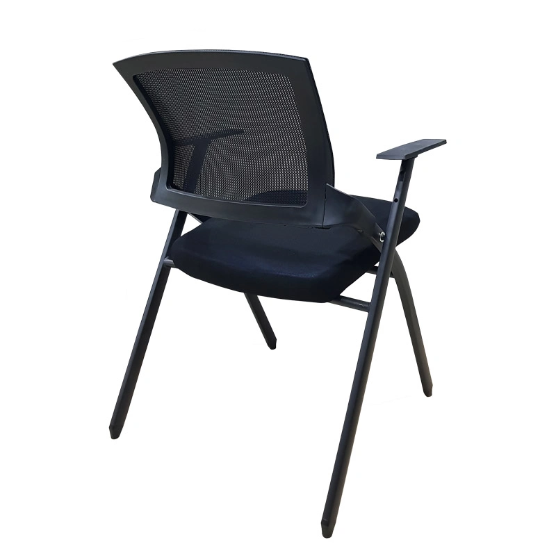 Folding and Stacking Black Mesh Armchairs