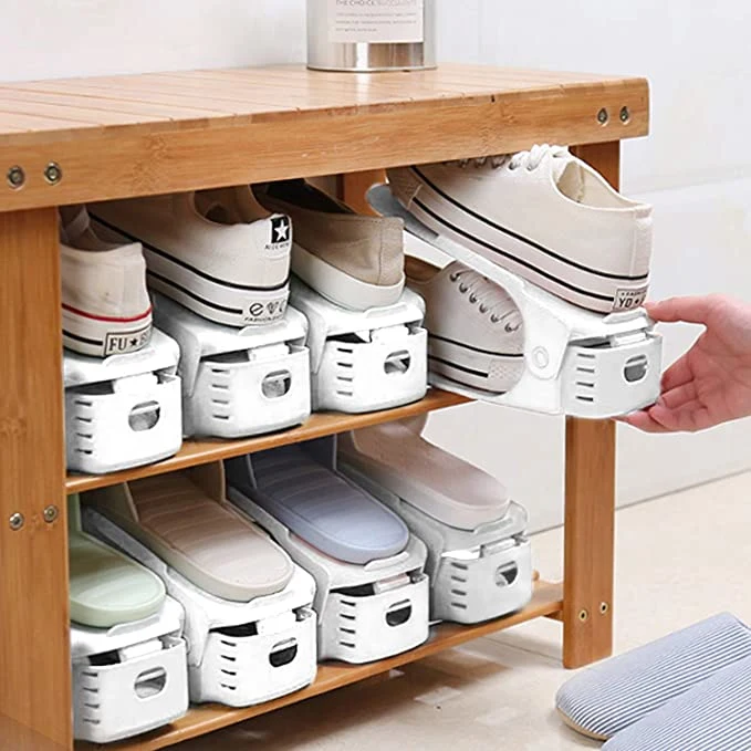 Space-Saving Plastic Double Deck Shoe Rack Holder for Shoes Organization